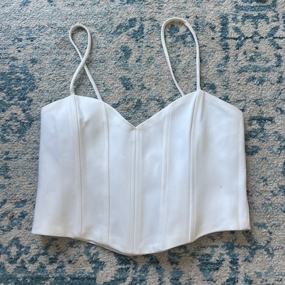 Zara White Corset Crop Top